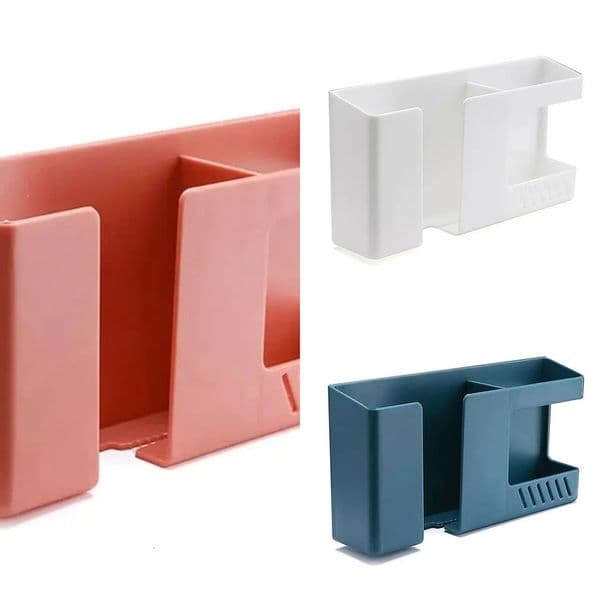 2026 New Punch-Free Wall -Mounted Dual Format Remote Control Box Multi -Function perfume Mobile Phone Charging Shelf Bathroom Storage cologne Rack Free Shipping