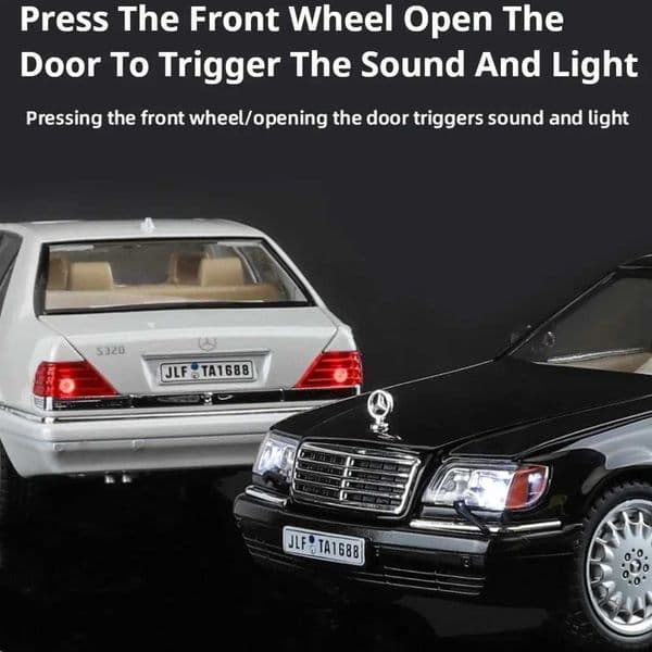 High Quality 1/24 W140 320 SEL toy model car alloy die-casting model 6 doors can be opened sound light pulled back rubber tire toy decoration gift T241025