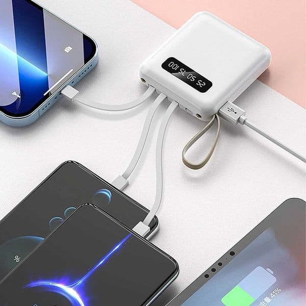 New Arrival 10000mAh mini power bank digital display screen with 4-wire phone backup battery suitable for iPhone portable power bank Z241026