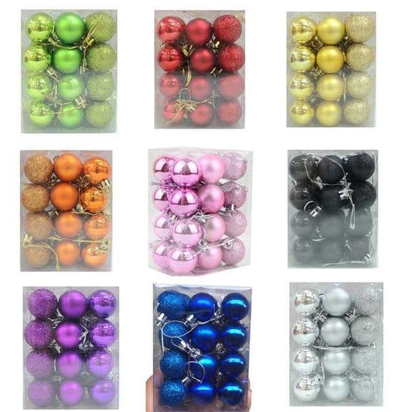 24pcs 3cm Christmas Balls Baubles Decoration For Home Gold Pink Champagne Red Christmas Tree Balls Ornaments New Year GiftsXJ241026