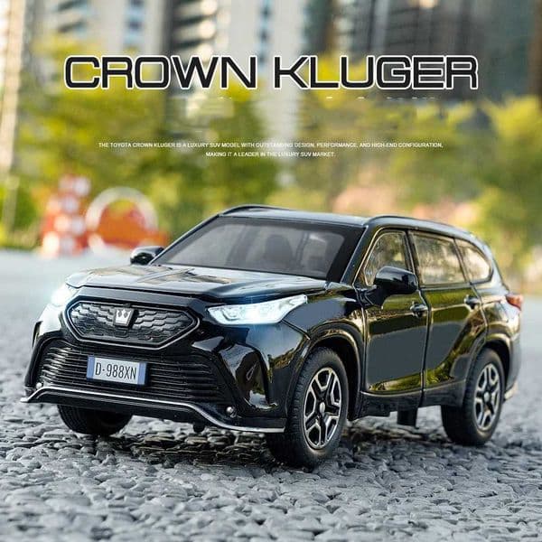 1/32 CROWN KLUGER Toy Model Car Alloy Die Casting SUV Metal Body Rubber Tire 6-Door Open Sound and Light Pull Back Childrens Toy Gift M241025