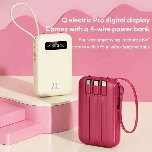 New Arrival Quick charging mini power pack with built-in cable 20000mAh large capacity portable power pack Z241026