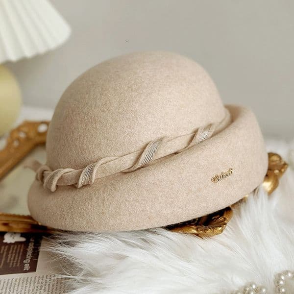 basin autumn and winter thick warm small label twisted rope irregular fashion felt hat