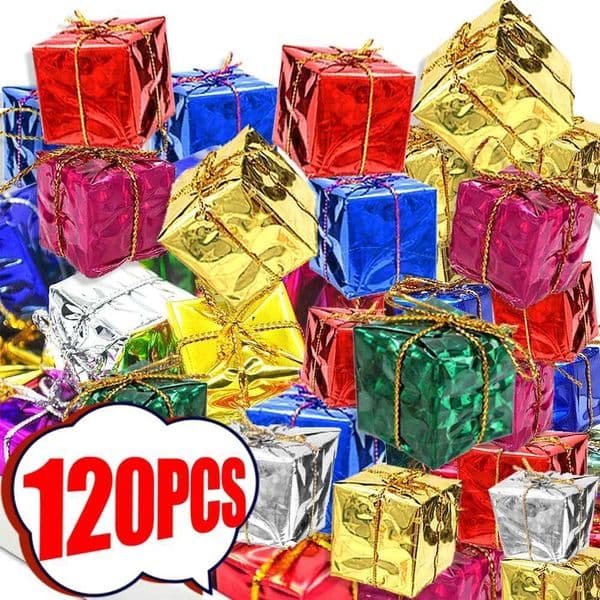 120-6Pcs Mini Xmas Foam Gifts Boxes Christmas Ornaments Gifts Xmas Tree Hanging Pendants Home Party Decorations Supply WholesaleXJ241026