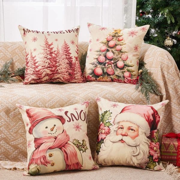 Christmas decoration pendant pillow cover 45x45cm linen pendant pillow box home decoration soft pattern cushion cover 241024