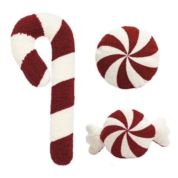 Christmas candy stick throwing pillow soft sofa cushion holiday shaped decoration pillow doll 241107