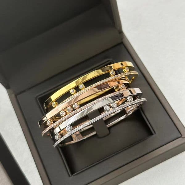 Charm Designer Diamond Move Classic Accessories K Gold Bracelet Diamonds Movable Zircon Bangle Jewelry Woman Christmas Gift