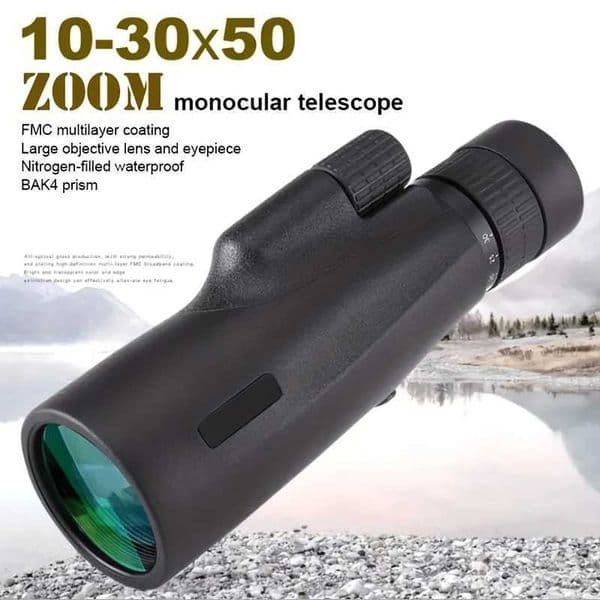 10-30x50mm Monocular Telescope Stepless Zooming Long Range Bak4 Prism Telescope for Hunting Outdoor Camping Adventure ExploringXJ241028