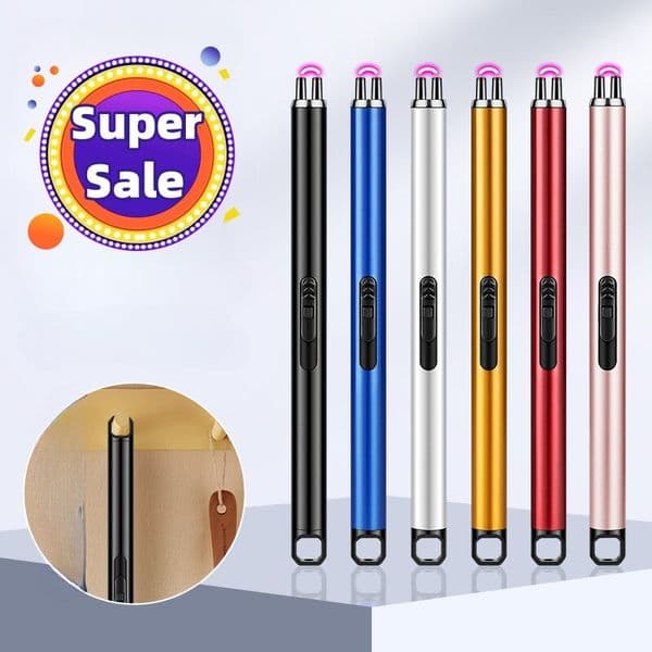 New USB Charging Lighter Windproond Flameless Plasma Ignition Long Gas Unfilled Lighter Arc Barbecue Lighter Gas Unfilled Stove Candle Lighter