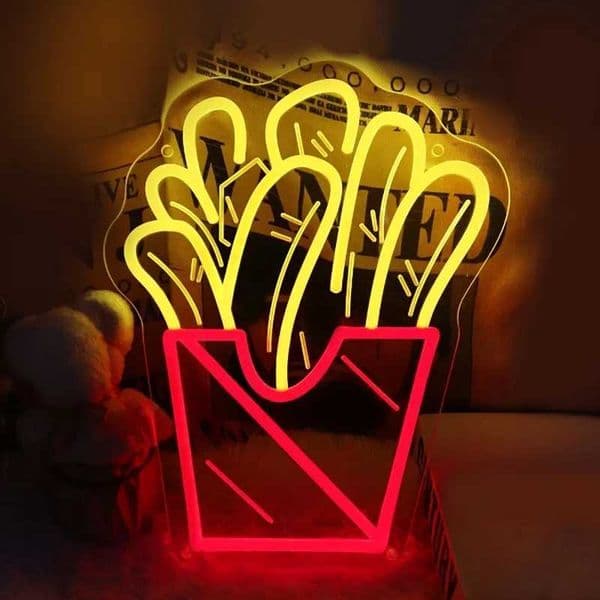 French fries neon sign - instantly enhances fast food and pizza atmosphere - perfect for decorating chicken and pizza shops X241028