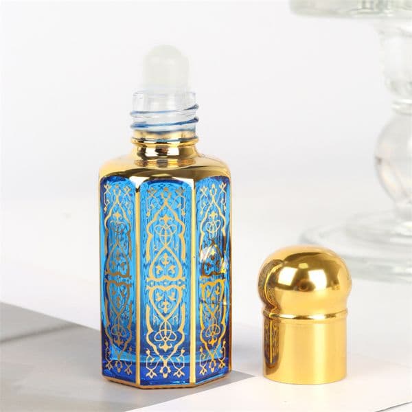 12ml Glass Roller Bottles Refillable Mini Essential Oil Roll-on Bottle Travel Cosmetic Perfume Sample Containers 5 Colors Mini Botella Roll-on De Aceite Esencial