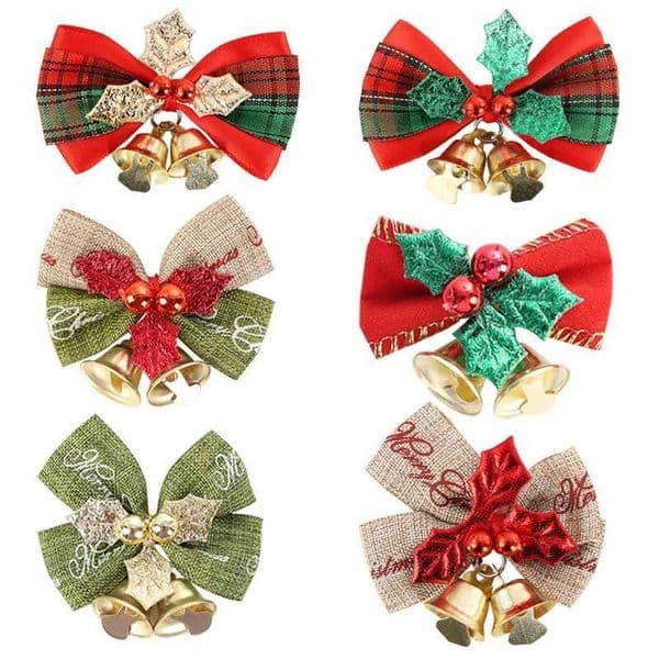 Christmas Mini Bell Bow Decorative Earrings Pendant Gift Box Decoration W241029