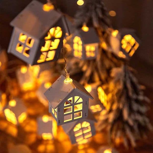 2M 10 LED Fairy Wood House Light String Garland Christmas Decoration for home Navidad Kerst Noel decor New Year 2023 Home LampsXJ241029