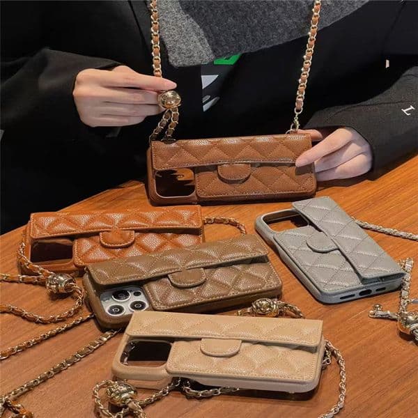 Luxury Crossbody Phone Case for iPhone 17Pro Max Cases Apple iPhone 16Pro Max 15promax 14 13 brand Designer Wallet Card Holder iPhone Case Chain Lanyard Mobile Cover