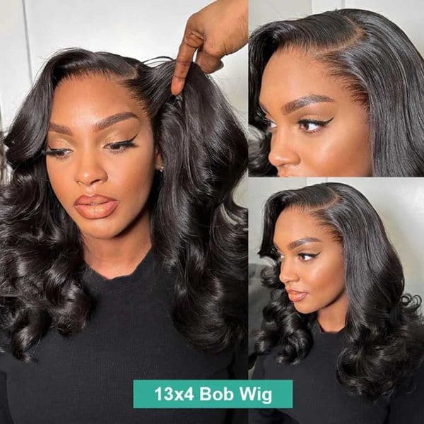 New Arrival 13x4 body wave lace front bob wig cheap Brazilian 100% artificial hair virgin wig Remy 4x4 bob HD lace chlorine wig loose female Z241028