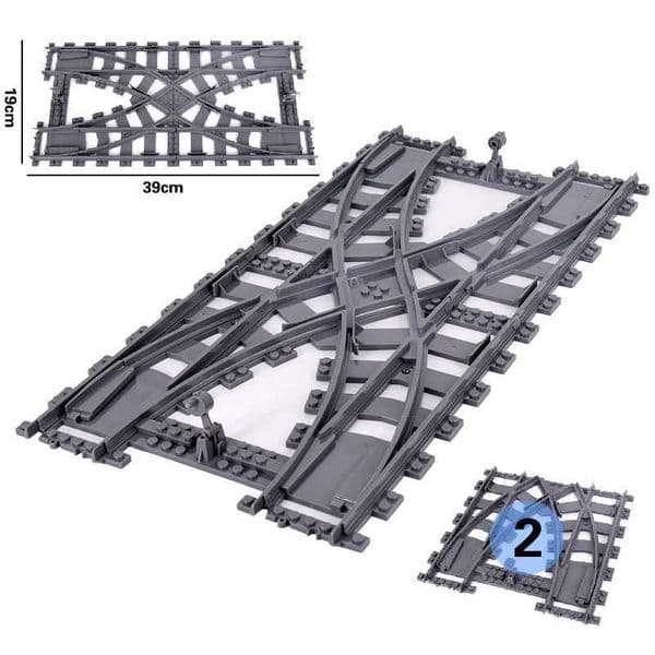 WholesaleCi Train Left Right Points Flexible Railway Crossing Tracks Rails Forked Straight Curved Building Block Brick ToysXJ241203
