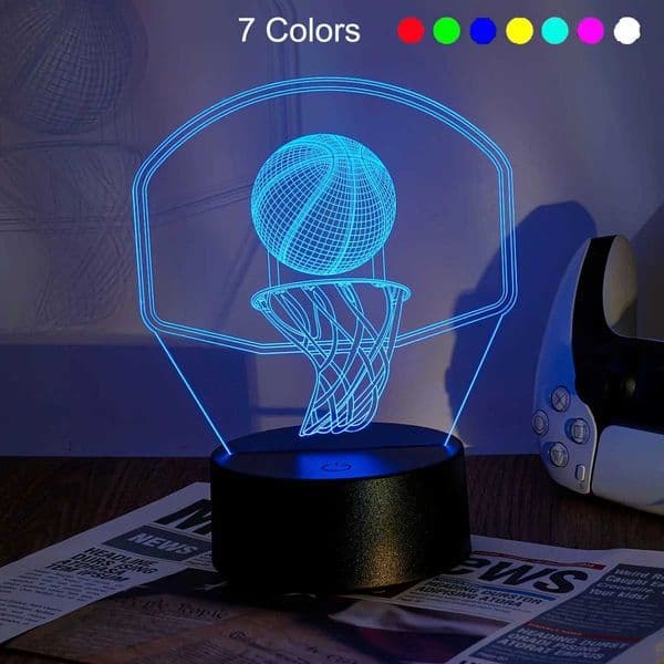 1pc Basketball Hoop 3D Night Light 3D Optical Illusion Lamp With Touch 7-Color Changing Ambient Light For BedroomLX241030