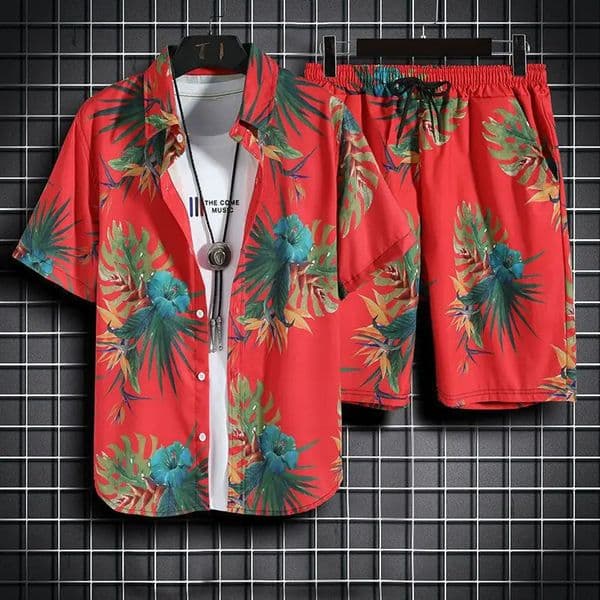Beach Clothes For Men 2 Piece Set Quick Dry Hawaiian Shirt and Shorts Fashion Clothing Printing Casual Outfits Summer 241024