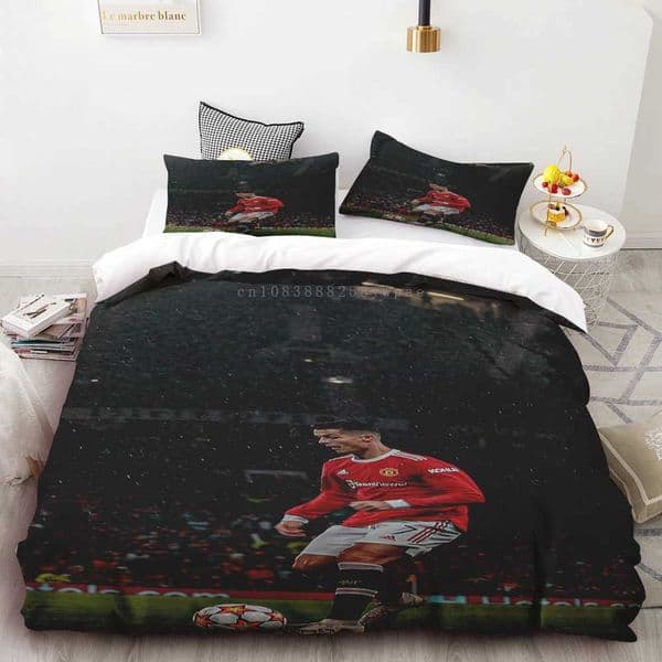 2026 3 Piece Down Duvet Cover Set Football Star Ronaldo 3D Bedding Single Double Bed Decoration Lightweight Comfortable perfume And Soft cologne X241029 Free Sh