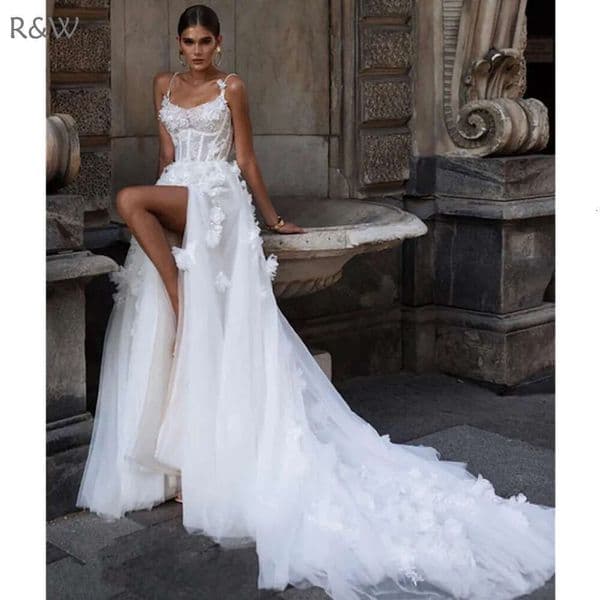 2024 Wedding Modest Overskirts Dresses with Cap Sleeves Appliqued Bohemian Beach Bridal Gowns Country Vestido De Novia Plus Size