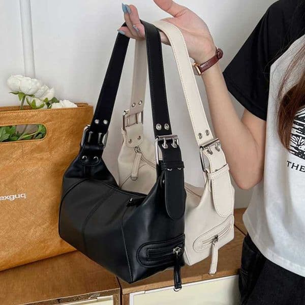 Cool Girls Hobos Small Shoulder Bags Soft PU Leather Womens Designer Underarm Bag Motorcyclist Female Purse HandbagsXJ241029