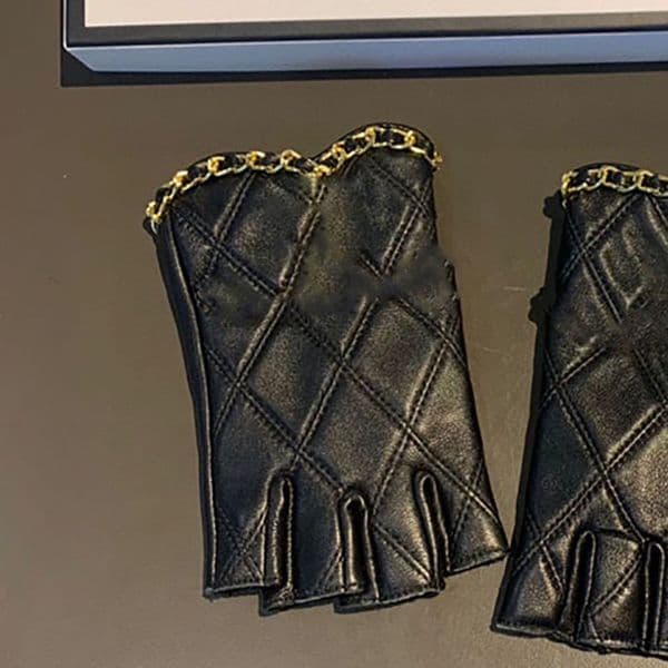 Women's Designer Fingerless Gloves Winter Leather Fashion Accessories Gift