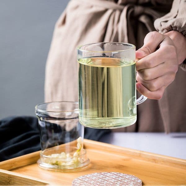 Tea Cups Infuser Household Puer Glass Teacup Office Heat Resistant High Temperature Explosion Proof Rose Flower Mugs 230901