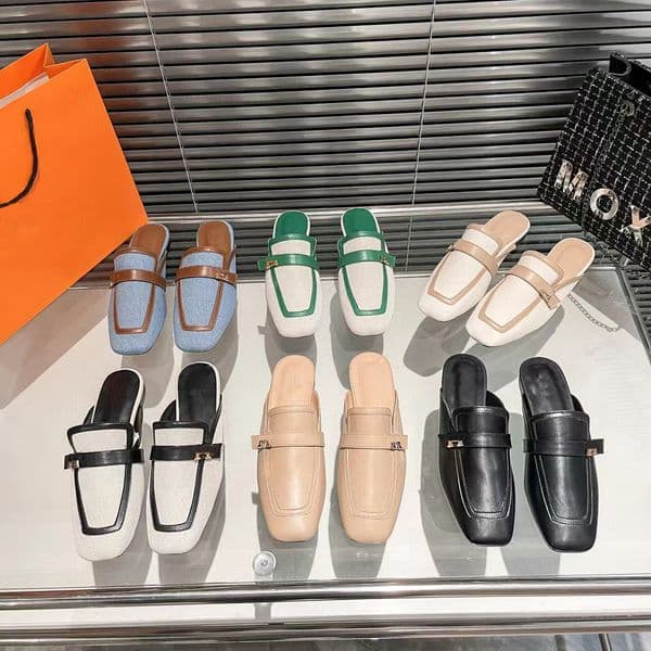 Brand Women OZ Sandals Designer Mule Slippers Flat Rubber Dress Shoes Leather Slides Slip on Suede Slipper Calfskin Loafers Summer Beach Slide Platform Sandals