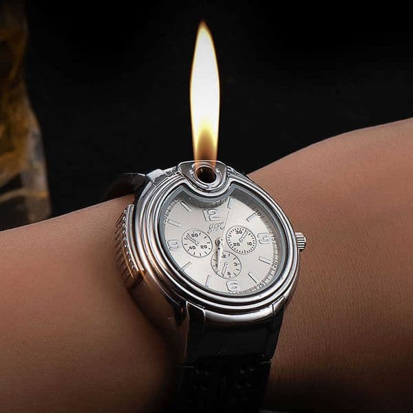 Unusual Watch Metal Open Flame Lighter Creative Men's Sports No Gas Accessories Inflatable Adjustable Ladies Encendor K8LZ