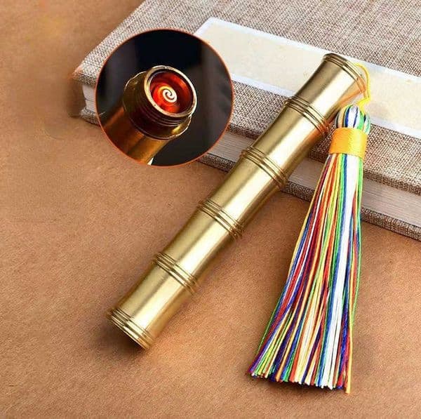 New Pure Copper Bamboo Joint Windproof Blowing Induction USB Charging Lighter 1VH2