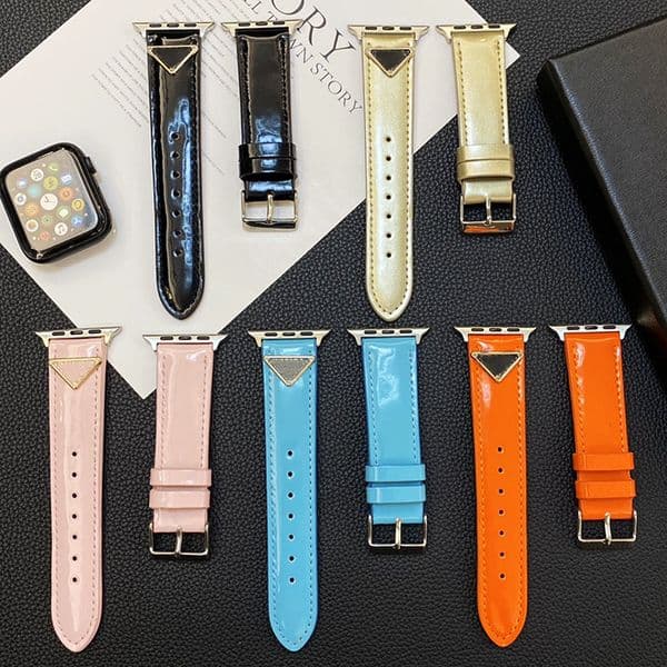 Luxury watch band for apple watch strap series 9 8 4 5 6 7 ultra 42MM 44mm 49mm Fashion Bright Color Leather Embossing Designer iwatch bands