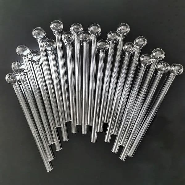 20cm(7.9inch) Lengthen Long Clear Pyrex Glass Oil Burner Pipe Oil Nail Burning Jumbo Concentrate Pipes Thick Transparent Great Smoking LL