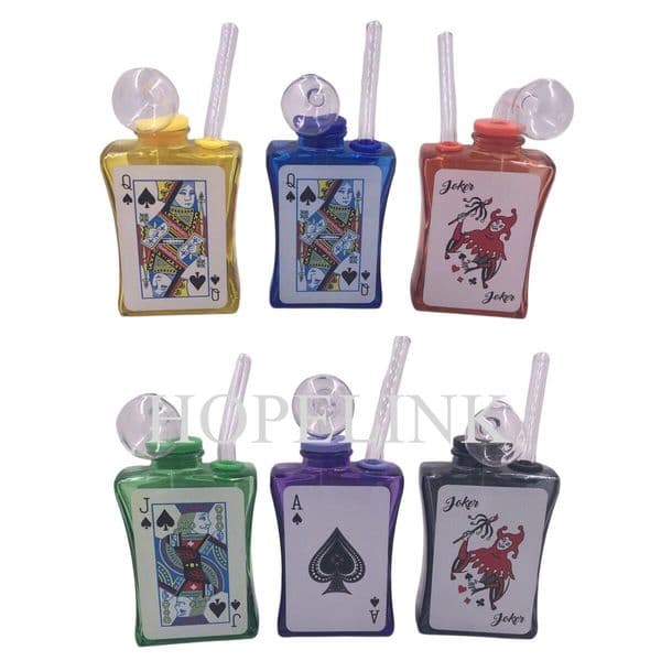 3.94" Playing Poker Cards Print Glass Bubblers Oil Bunrer Smoking Hookahs