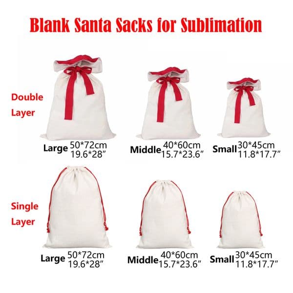 Layer Sublimation Double Blank Santa Sacks DIY Personalized Drawstring Bag Gift Pocket Heat Transfer Christmas Decorations