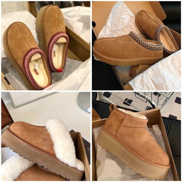 designer fluffy snow boots mini women winter australia tasman platform boot fur slipper ankle wool shoes sheepskin leather casual outside 10A