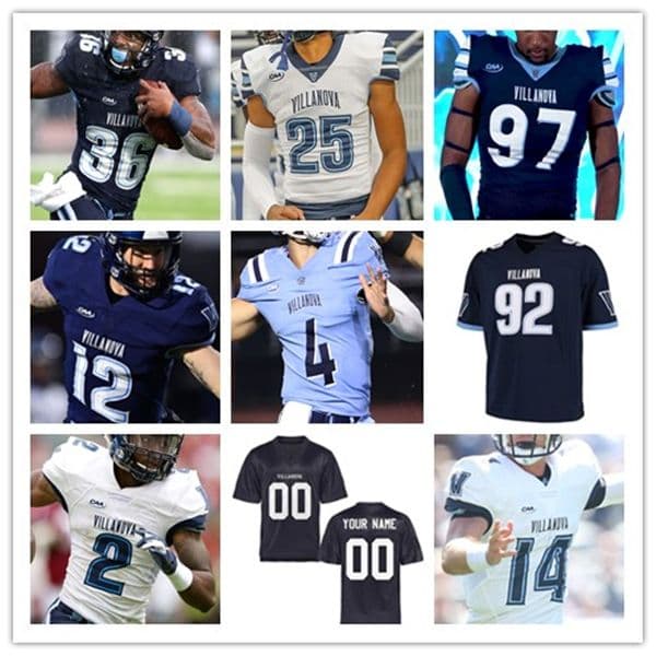NCAA College Villanova Wildcats Football Jersey Connor Watkins James Mott Jalen Jackson DeeWil Barlee Rayjuon Pringle Jaylan Sanchez Shane Hartzell Reichwein 4XL