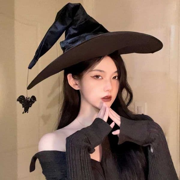 Halloween Witch Hats Black Folds Unisex Wizard Hat Masquerade Party Cosplay Props Carnival Costume Decoration 230920
