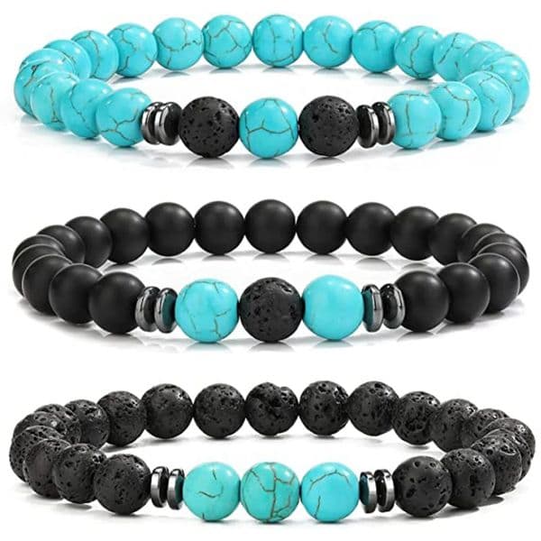 Matted Black Lava Stone kallaite Healing Balance Beads Reiki Buddha Prayer Yoga Bracelet for Women