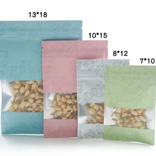 wholesale Matte Mylar Plastic Maple Leaf Packaging Bags Smell Proof Aluminum Foil Zip Lock Seal Pouch For Dry Herb Tobacco Melon Snack Candy Rice Coffee Nuts