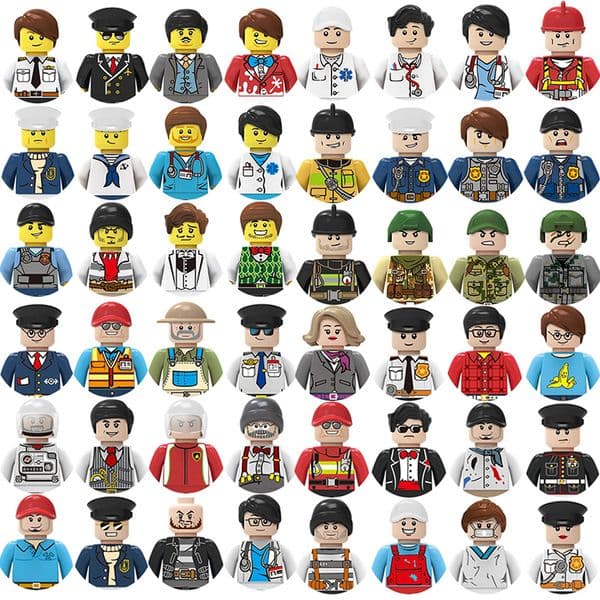 Model Kit City Building Block Toys Different Mini Characters Action Figures Worker Doctor Student Police model engine Fireman Pirate Sportsman Bricks Block Se
