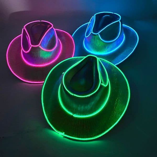 Designer Other Event Wireless gift set Disco Luminous Led Bride Cowgirl Glowing Light Bar Cap Bachelorette Party Supplies Flashing Neon Western Cowboy Hat 230 D