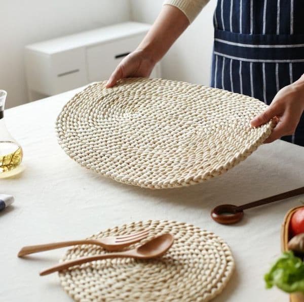 Corn fur woven Dining Table Mat Heat Bowl Placemat Round Coasters Coffee Drink Tea Pads Cup Table Placemats SN595