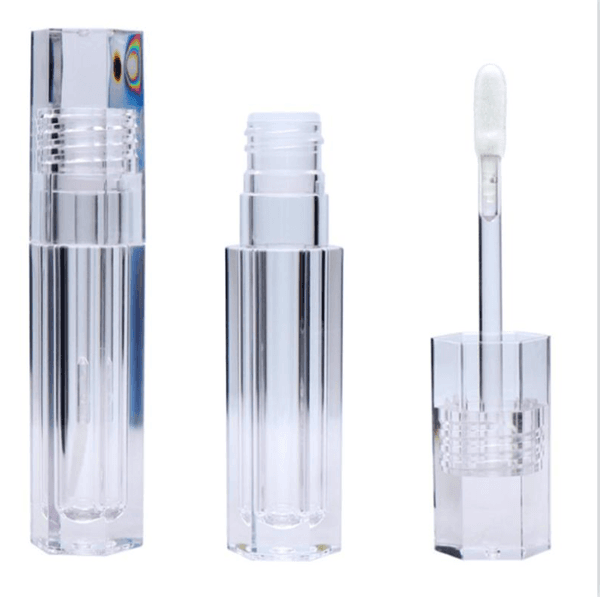 6.8ML Wholesale hexagonal Empty Lipstick Tubes hexagon Transparent Lip Gloss Tubes 4 sytles Wand Tubes Clear bottles