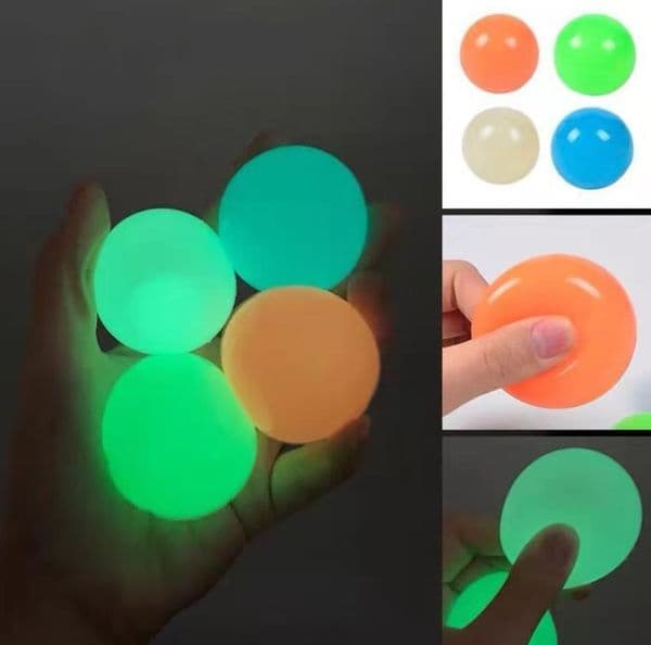 Luminous Sticky Ball Party Favor Fluorescent Ceiling Target Ball Parent-Child Interactive Gift Decompression Toy Wholesale SN618