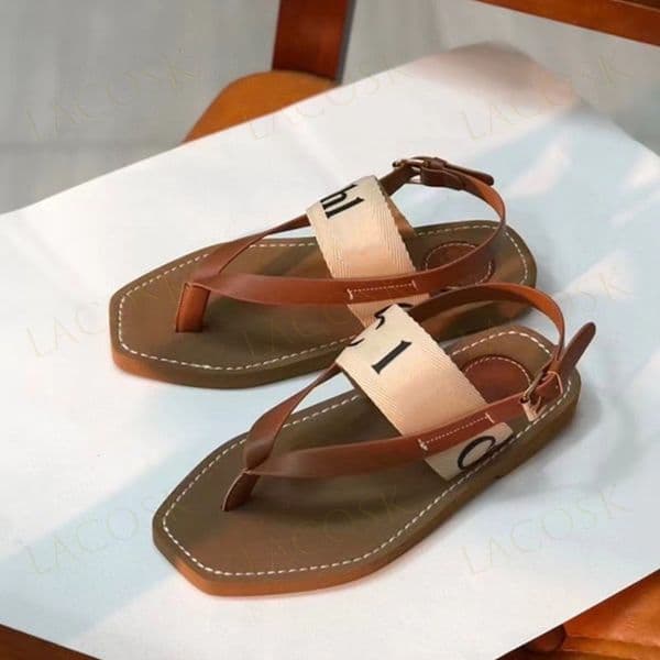 Tops Woody Summer Sandal Flip Flops for Women Fashion Letter Cross Flat Slippers Beach Canvas Slides Sandals Shoes Classic with Box 35-41