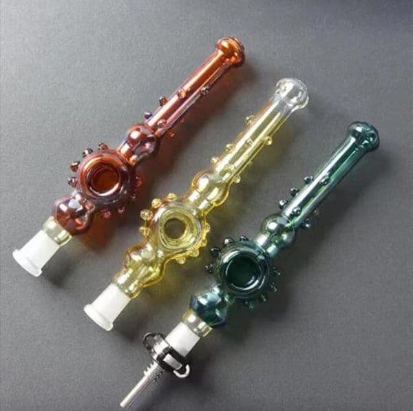 Mini Nectar Collector Glass Pipes with 10mm 14mm 18mm Titanium Quartz Tip Oil Rg Concentrate for Glass Bong