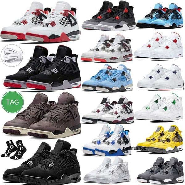Military Black Cat Red Thunder Sail basketball shoes 4 4s University Blue White Oreo Midnight Navy mid men women Sports shoes sneakers eur 36-47