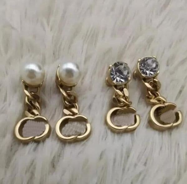 Luxury Fashion Pearl Diamond Dangle Earrings aretes for women party wedding engagement lovers gift jewelry CGUE14 --015