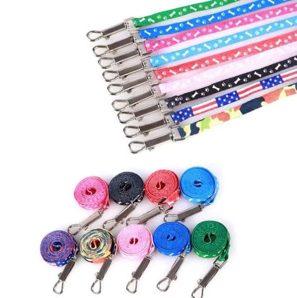 New Dog Harness Leashes Nylon Printed Adjustable Pet Collar Puppy Cat Animals Accessories Necklace Rope Tie