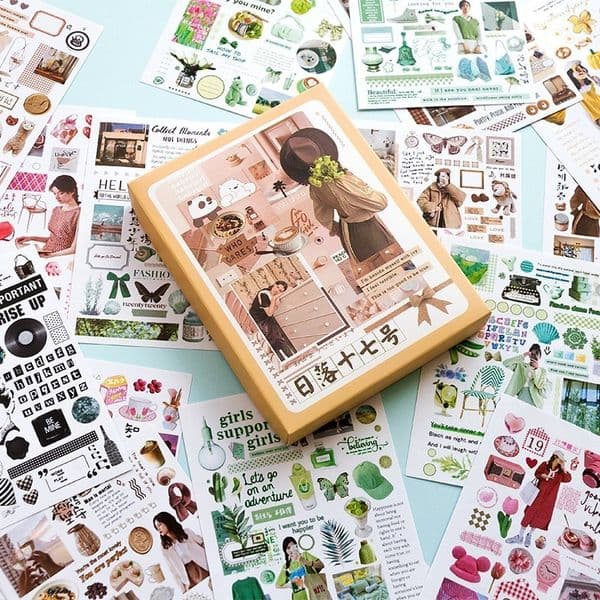 Adhesive Stickers 50 Pcs Kawaii Vintage Washi Set Cute Girls Animals Plants Label Decorative Sticker For Scrapbooking Journaling 230804